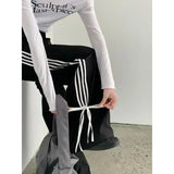 Bonnyshow Black Stripe Sport Sweatpants Women Autumn Oversized Baggy Harajuku Fashion Casual Joggers Pants Streetwear Korean Style