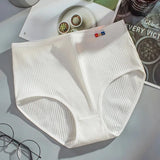 Bonnyshow Cotton Panties For Women's Underwear Plus Size Solid Color Briefs High Waist Seamless Underpants Female Lingerie