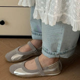 Bonnyshow  Ballet Flats Women Shoes 40 Mary Jane Shoes Round Toe Women's Shoe Bow Silk Satin Flats Women Shoes Plus Size 35-40 Valentine