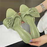 Bonnyshow  New Fashion Open Toe Narrow Band Butterfly-kont Thin Heels Women Slippers Summer Party Dress Slides Shoes