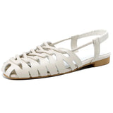 Bonnyshow  New Summer Solid Color Hollow Sandals Simple Versatile Low Heels Women Shoes Breathable Comfortable Round Toe Women Sandals