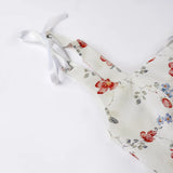 Bonnyshow  Fashion Bandage Skinny Floral Prints Women Camisole Tops Square Neck Sweet Backless Blouses
