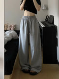 Bonnyshow Casual Grey Sweatpants Women Korean Style Wide Leg Sports Pants Harajuku Basic Oversize High Waist Black Trousers Female