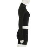 Bonnyshow  Sporty Casual Three Piece Suit Women Turtleneck Zipper Full Sleeve Coat+sleeveless camisole+High-waisted Elastic Shorts
