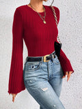Bonnyshow Women New T-shirt Autumn Fashion Streetwear O-Neck Casual Slim Long Sleeves Sexy Red Tees Elegant Female Versatile Top Clothing
