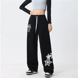 Bonnyshow Gray Sweatpants for Women Autumn New Baggy Fashion Oversize Sports Pants Streetwear Jogger Trousers Female