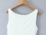 Bonnyshow  Bohemian Style Bow O Neck White Midi Dress Women Front Lace Up Bandage Sleeveless Casual Summer Dresses Holiday Robe