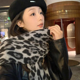 Bonnyshow Winter Leopard Print Warm Scarf Sweet Vintage Scarf Thickened Shawl Warm Neck Fashion Women's Shawls Travel Sunburn Protection