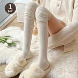 Bonnyshow New Fashion Women Knee-socks Lady Splicing Soft Stockings Autumn Winter High Tube Thermal Socks Casual Sock ﻿