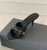 Bonnyshow  New Brand Women's Shoes Sexy Black High Heels Sharp Pointed Suede Pumps Elegant Shallow Mouth Etiquette Shoes Mujer Zapatos