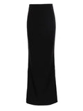 Bonnyshow Fashion For Women Black Long Skirts High Waist Slim Seamless Elegant Ladies Gown Casual Summer New Female Maxi Skirts