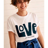 Bonnyshow Big Love Letters Printing Women White Graphic Tees Summer Short Sleeve Loose Cotton O Neck Tops Ins Fashion 90s Chic T Shirts