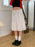 Bonnyshow  Fashion Simple Chic Polka Dot Print Women Straight Skirts Sweet Elegant Causal Summer All-Match Skirts