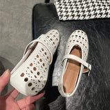 Bonnyshow  New Casual Fashionable Women's Summer Hollow Ladies Shoes Closed Toe Sandals Soft and Comfortable Ballet Flat Shoes
