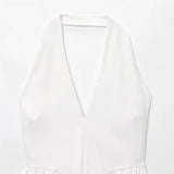 Bonnyshow  Women's Tank Top Sweet Balloon Version Sleeveless Hanging Neck Collar Strap Style Summer New Tank Top