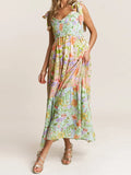 Bonnyshow  Women s Boho Floral Print Sleeveless Dress with Tie-Up Straps and Backless Design Perfect for Summer Beach Parties and