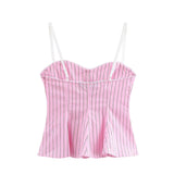 Bonnyshow  Women's Versatile Collar Striped Shirt with Belt Casual Pants Spring New Style Three Piece Set