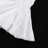 Bonnyshow  Casual Shirt Dress For Women Lapel Folds Short Dress Loose High Waist A-line Dress Buttons 2025 New Female White Dresses