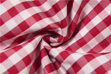 Bonnyshow  Print Red White Checkered Chest Wrap Pleated Fluffy Hem Sleeveless Backless Vacation Versatile Beach Party Trend Tops
