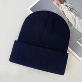 Bonnyshow Winter Knitted Hat Women Men Solid Color Warm Beanie Cap Female Autumn Crochet Woolen Hats Korean Unisex Skullcap