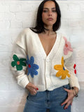 Bonnyshow Flower Crochet Women's Pullover Sweater Knitted V-neck Cardigan Cute Floral Long Sleeve Women Sweaters Autumn Fashion Pullovers