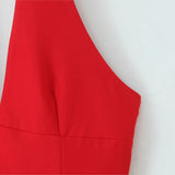 Bonnyshow  Sexy Red Halter Dress Women Slim Low Waist Spliced 3D Flower Swing A-lined Backless Short Dresses Summer Robe