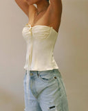 Bonnyshow  Sexy Strapless Hanging Collar Satin Tight Tie Women Top Vest Elegant Backless Slim Female Vest Spring/summer New 2025