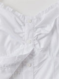 Bonnyshow  Sweet White Folds Blouse Top Women New Casual Single Breasted Ruffle Sleeveless Tank Tops Vest Preppy Style Basic Camisole Y2K