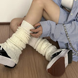 Bonnyshow 57cm Sweet Japanese Lolita Leg Warmers Women Ankle Warmer for Girls Gothic Long Socks Y2K Thin Knitted Cosplay Heap Heap Socks