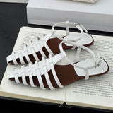 Bonnyshow  Fashion Hollow Narrow Band Roman Style Sandals Women Elegant Ankle Buckle Slide Sandals Summer Sexy Comfortable Zapatos De Mujer