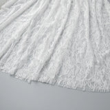 Bonnyshow  Floral Jacquard Lace White Long Skirt Women Summer High Waist Loose Sexy Sheer Midi Skirts Streetwear Casual Fashion Skirts New
