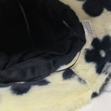 Bonnyshow Korean Flower Plush Bucket Hat for Women Winter Warm Faux Fur Fishermen Cap Solid Color Floral Female Basin Hats