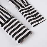 Bonnyshow  Black White Striped Shirts Vintage Button Up Long Sleeve Crop Top Aesthetic Elegant Streetwear Y2k Casual All Match Top