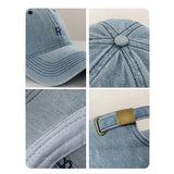 Bonnyshow Summer Denim Baseball Cap for Women Retro Letter Snapback Hat Korean Washed Cotton Lady Girls Duck Tongue Hats