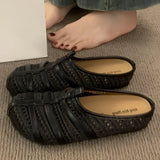 Bonnyshow  Retro Fashion Sandals Summer Outdoor Wear Soft Sole Versatile Lady Beach Shoes Hollow Breathable New Woven Comfort Women Sandals