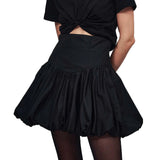 Bonnyshow  Women Summer Aesthetic Bubble Skirt Cute High Waist Solid Color Babydoll Puffy Mini Skirts Beach Vacation Clubwear Streetwear