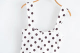 Bonnyshow  Elegant Women Polka Dot Short Dress Sleeveless Sweetheart Neck Pleated Hem A-line Dresses Summer Lady Chic Party Vestidos