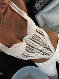 Bonnyshow Fishbone Waist Crocheted Knitted Crop Tops Women Vest Tee Summer Sexy Sleeveless Hollow Out Y2K Tops Corset Top