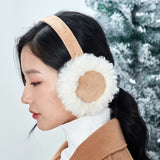 Bonnyshow Korea Women's Wool Warm Earmuffs Solid Plush Outdoor Skiing Cycling Windproof Cold Ear Muffs Women Anti-freezing Earmuffs Winter