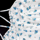 Bonnyshow  Women's Camisole New Summer Streetwear Fashion Blue Print Button Lace-up Vest Sexy Lace Backless Female Versatile Tank Clothing