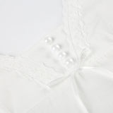 Bonnyshow  Fashion Solid Lace Spliced Simple All-Match Women Camisole Tops Basic Slim Fit Fake 2 Piece Blouses