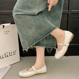 Bonnyshow  Designer Spring Women Mary Jane Shoes Fashion Square Toe Ladies Comfort Soft Sole Flats Women's Comfort Ballerinas Shoes