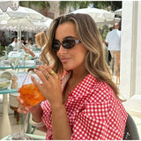 Bonnyshow  Casual Plaid Women's Shorts Set Lapel Short Sleeve Waist Cinching Pleated Shirt Top Checkered Short Pant Female Beach Outfit