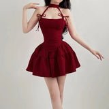 Bonnyshow  Bow Sexy Solid Women's Evening Gown Summer Elegant Chic Clubwear Party Dress Aesthetic Retro Fashion Outfits