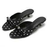 Bonnyshow  New Summer Thin Low Heels Slippers Women Fashion Butterfly-knot Open Toe Sandals Female Slides Shoes