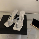 Bonnyshow  Pearl Thong Sandals Women's Summer Outer Wear 2025 New Fashion Elegant High Heels Stiletto Sandals