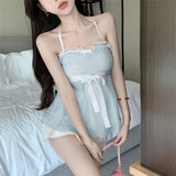 Bonnyshow Sleeveless Lace Trim Camisole y2k Women Clothing Top Sweet Kawaii Aesthetic Spaghetti Strap