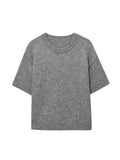 Bonnyshow  Women's Casual Knit Tops Chic Short Sleeve Pure Wool Lightweight Loose Fit Simple Shirts 2025 Fashion Summer Commute Lady Outfit