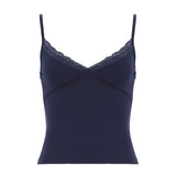 Bonnyshow  Fashion Lace Patchwork Sexy Basic Camisole Backless Solid Streetwear Slim Deep V-neck Chic Top 90s Elastic Clothes