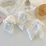 Bonnyshow Mid-tube Solid Lace Bow Ruffle Socks Kawaii Lolita Short Socks Cotton Socks JK Japanese Lacework Stockings Women's Stockings